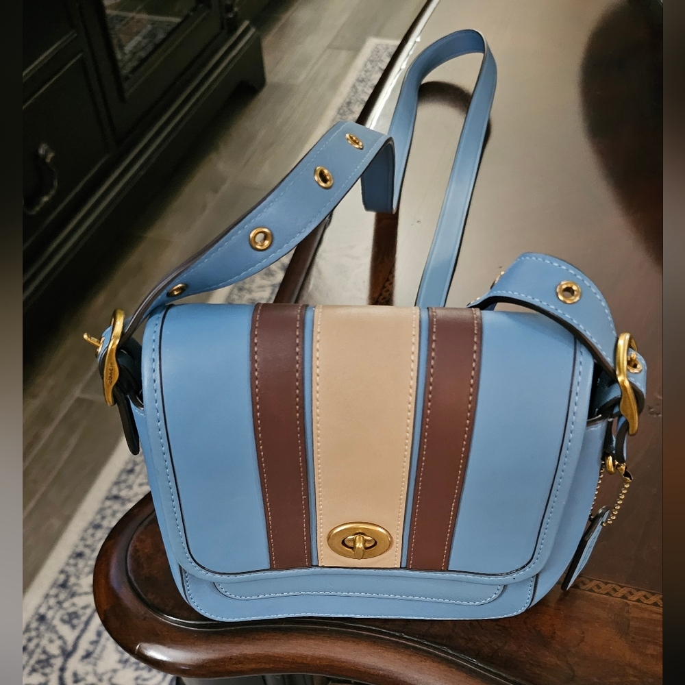 Coach Rambler 16 Varsity Stripe Limited Edition Leather Crossbody Bag NWOT - Picture 6 of 16
